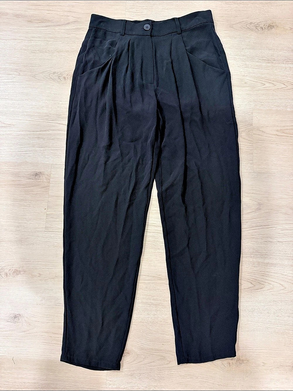 Eileen Fisher Pleated Straight Leg Pants in Black Size XXS